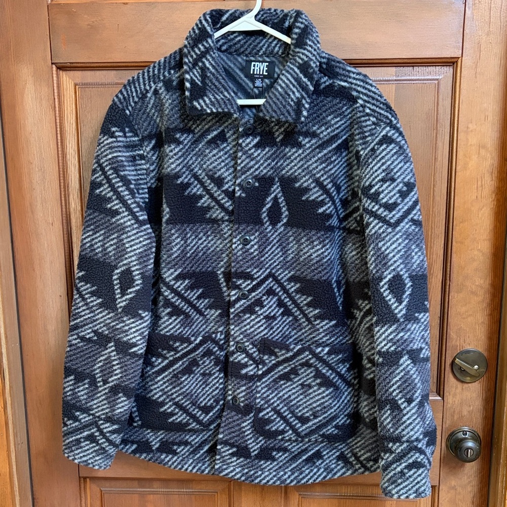 NWT Frye Black Combo Combinaison Noir Geometric Jacket Size large